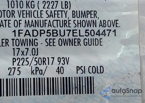 2014 Ford C-Max Hybrid Sel из США, поврежденный, VIN 1FADP5BU7EL504471